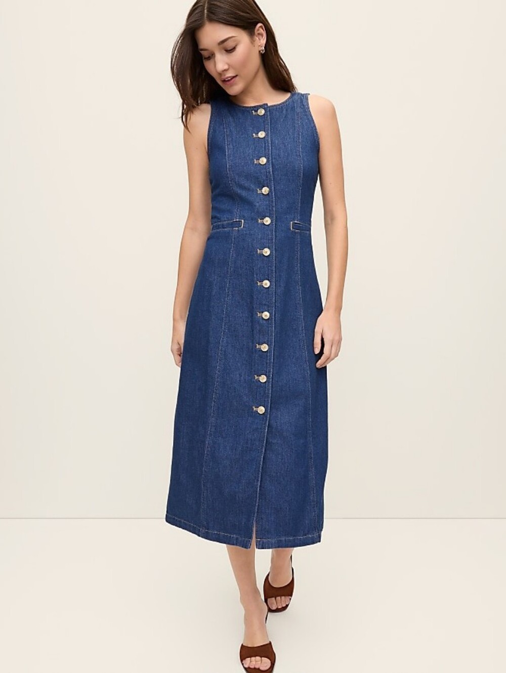 Ann Taylor Denim Flare Midi Dress